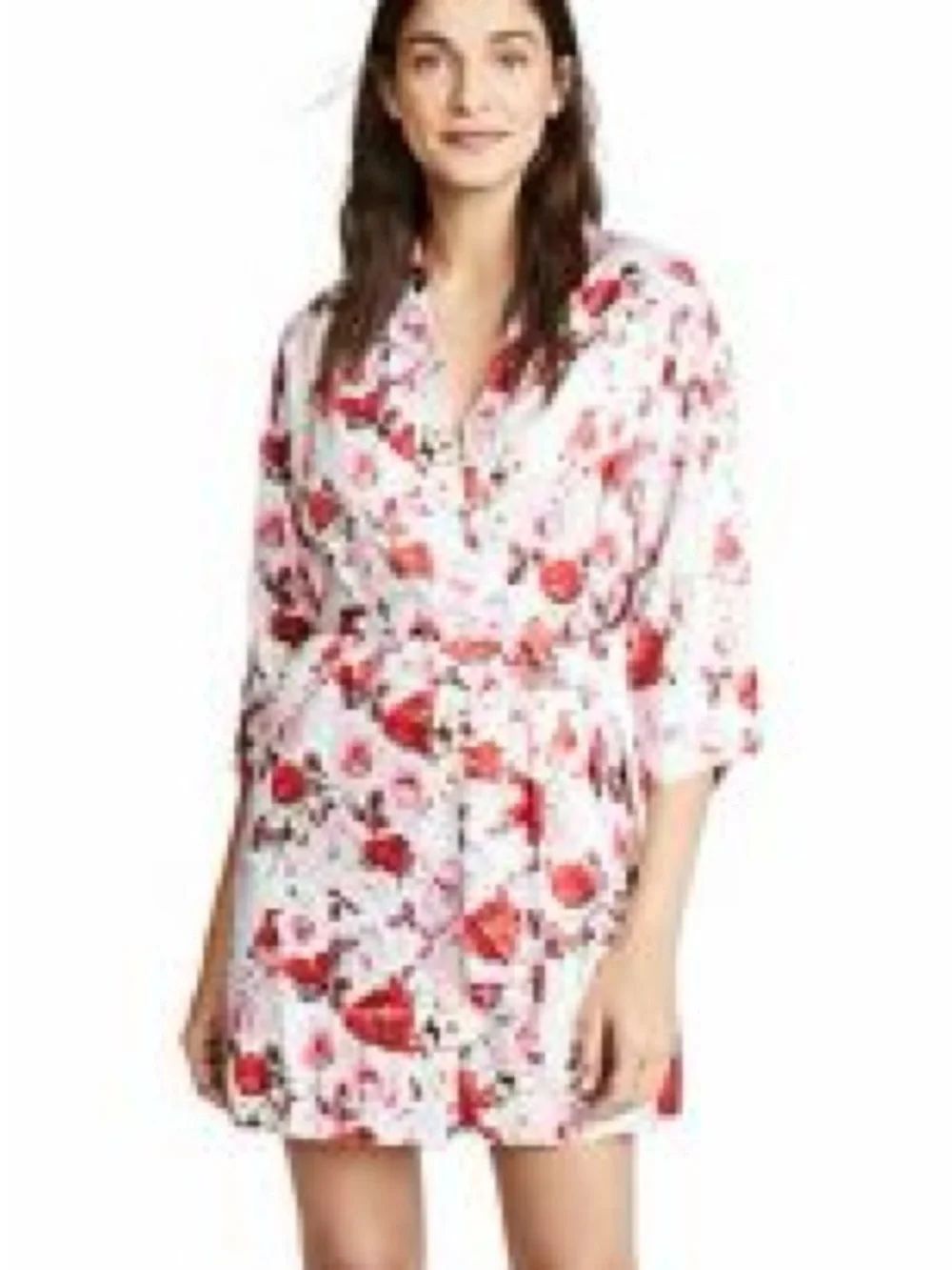 FLORA NIKROOZ Alejandra 2-Piece Satin Floral Chemise Nightgown & Kimono Robe Set